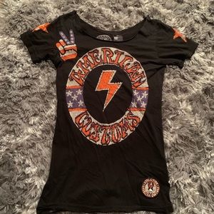 AFFLICTION || Detailed Short-sleeve Top